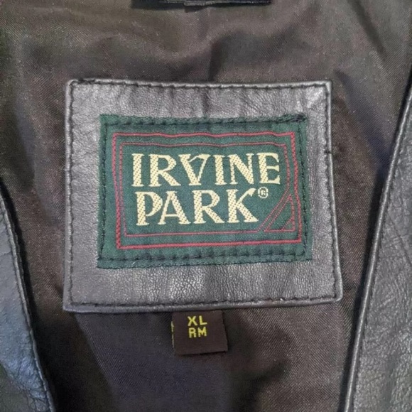 IRVINE PARK Leather Motorcycle Vest XL Mens Vtg Black Leather BIKER Vest - Picture 5 of 11